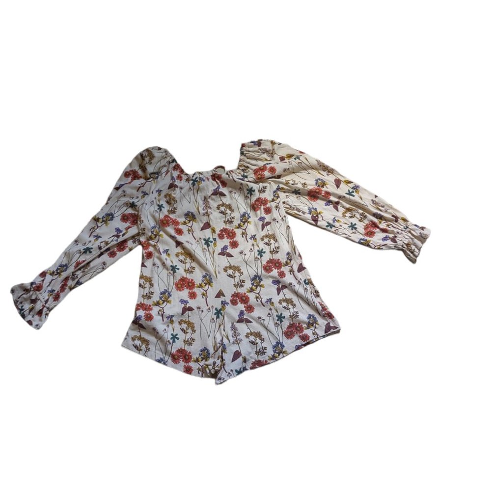 Anthropologie Puff Sleeved Boho Floral Romper Cream Fall Florals M NWT - Picture 5 of 16